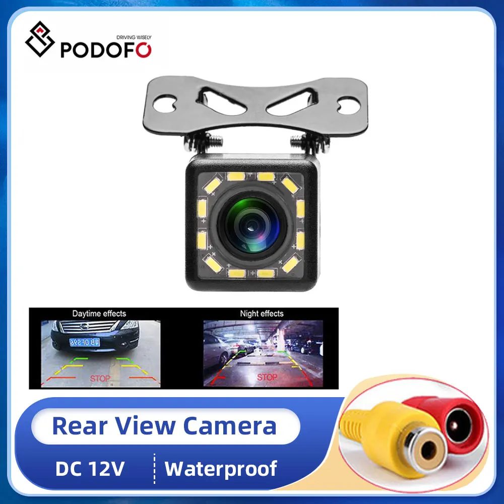 Podofo Car Rear View Camera 12 LED Night Vision Reversing Auto Parking Monitor CCD Waterproof 170 Degree HD Video Backup Camera