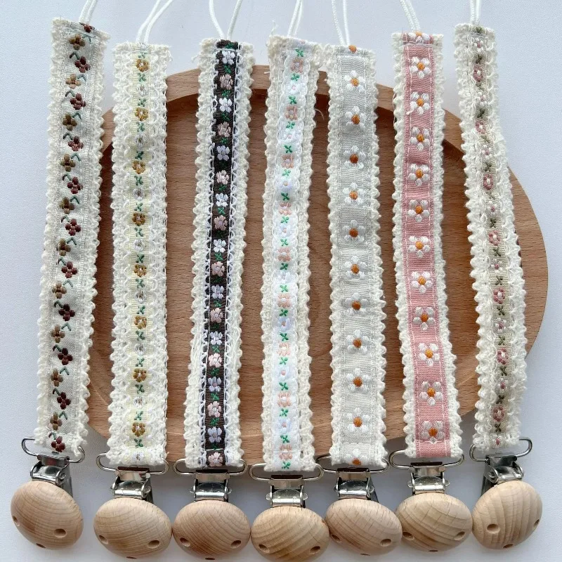 Lace Pacifier Clip Chain for Newborn Anti-Lost Pacifier Holder Embroidery Gift Baby Products - view 3