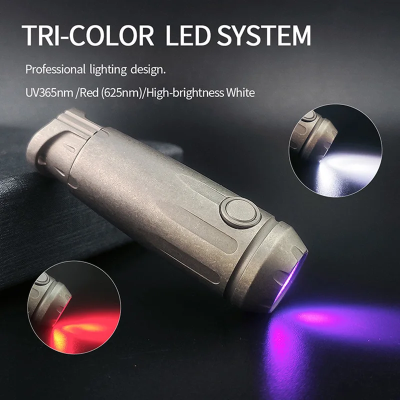 سبائك التيتانيوم مصباح يدوي صغير للتخييم في الهواء الطلق الصيد تنزه 120 التجويف عالية الكثافة مقاوم للماء قابلة للشحن EDC مصباح يدوي #2