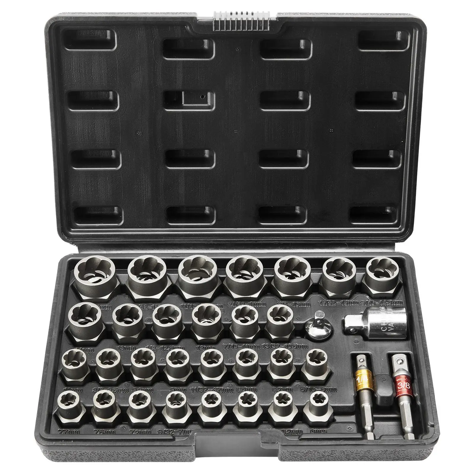 Bolt Extractor Set, 29-Piece Bolt and Nut Remover Set, 6mm to 10mm, 13/32