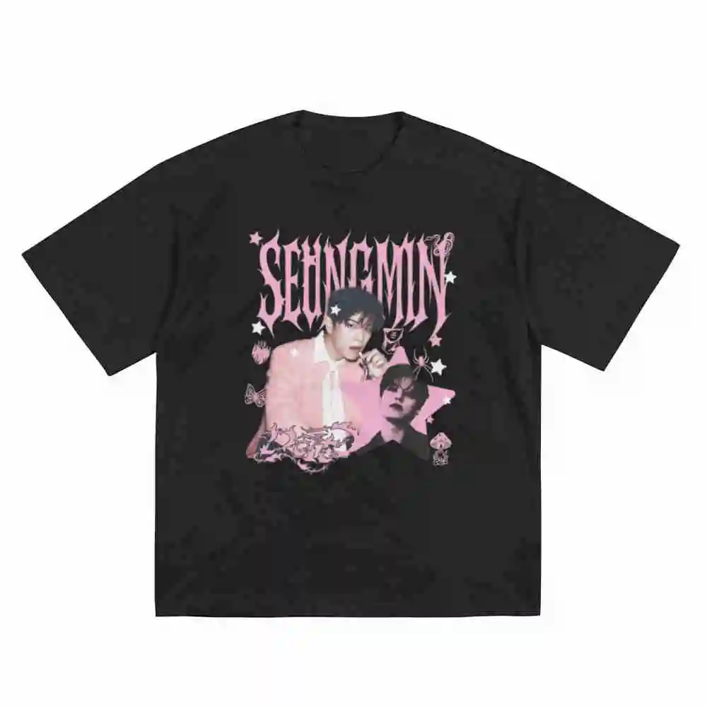 Stray Seungmin Do It World Tour Dominate Celebrate SKZ Short Sleeve Tee 100% Cotton T-Shirt