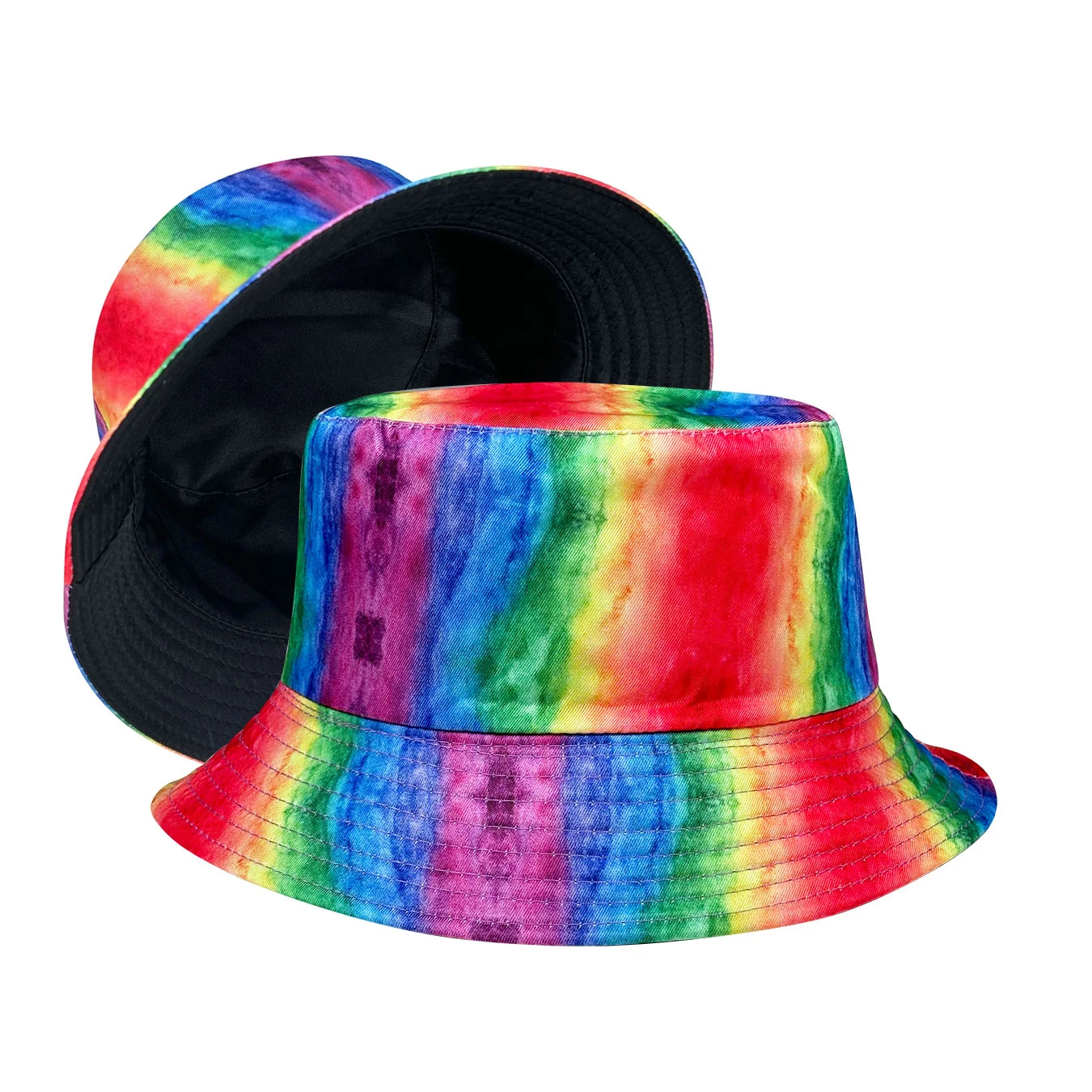 Regenbogen-Fischerhut, faltbarer bunter Sonnenhut, wendbarer, stilvoller Fischerhut, künstlerischer Malerhut, geeignet für Outdoor-Reisen und Freizeitkleidung