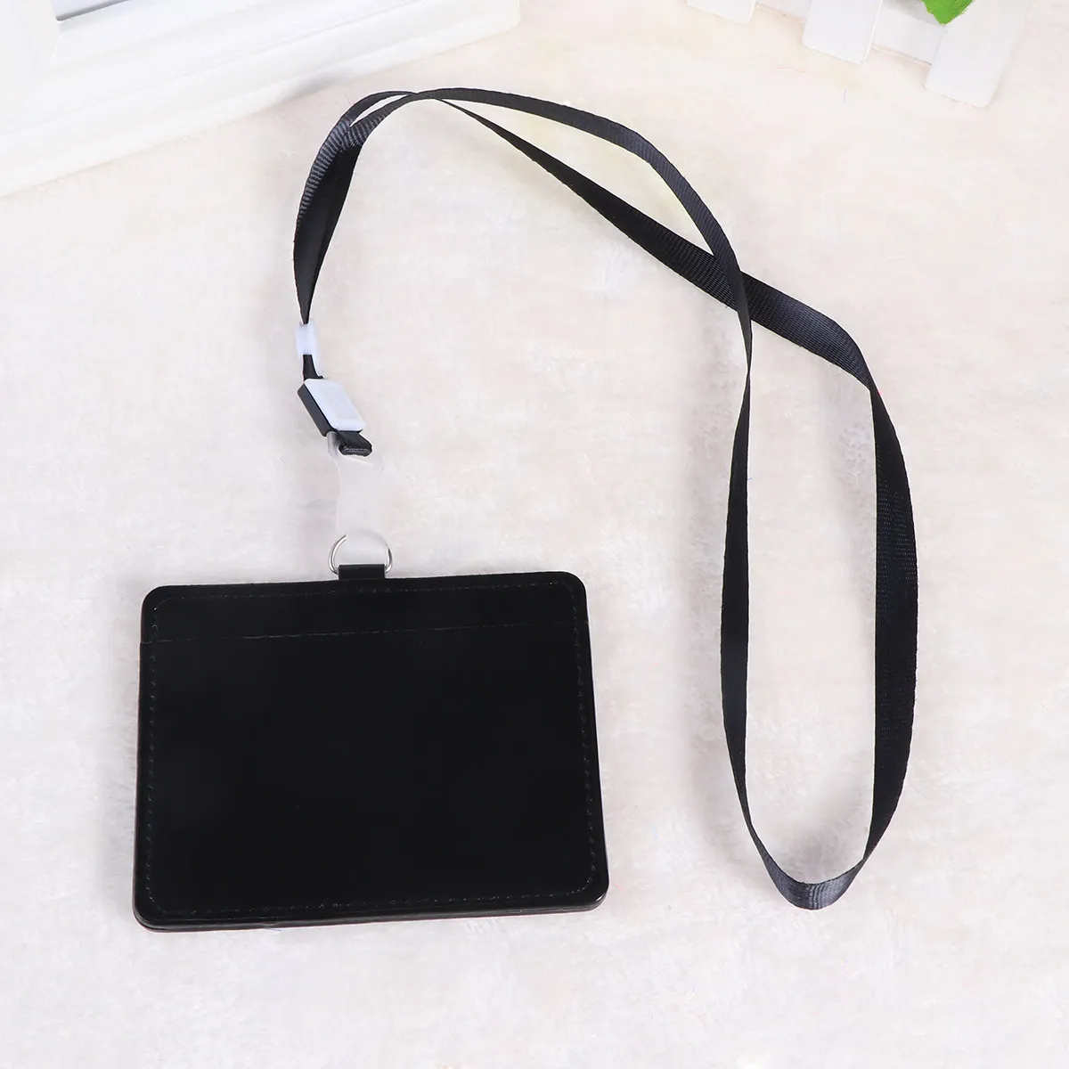 5Pcs Premium PU Id Card Holder with Clear Front Window for Business Badge Protection Student Employee Sling