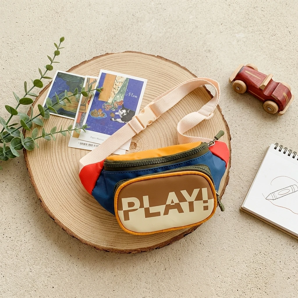 

Kids Crossbody Chest Bag Colorblock Design Boys Girls Single Shoulder Waist Bag Lightweight Shoulder Bag