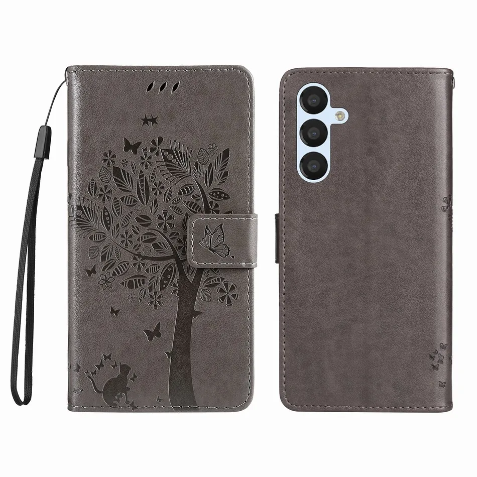 Wallet Flip Case For Huawei Y5 Y6 Y7 Y9 2018 2019 Mate 20 Pro 10 Lite Y5P Y6P Cute Cat Tree Card Slot Protect Cover D06F