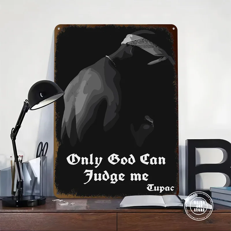 Tupac Tupac Rapper Music Metal Poster Customized Wall Art Retro Vintage Metal Signs for Man Cave Room Decorations Office Decor