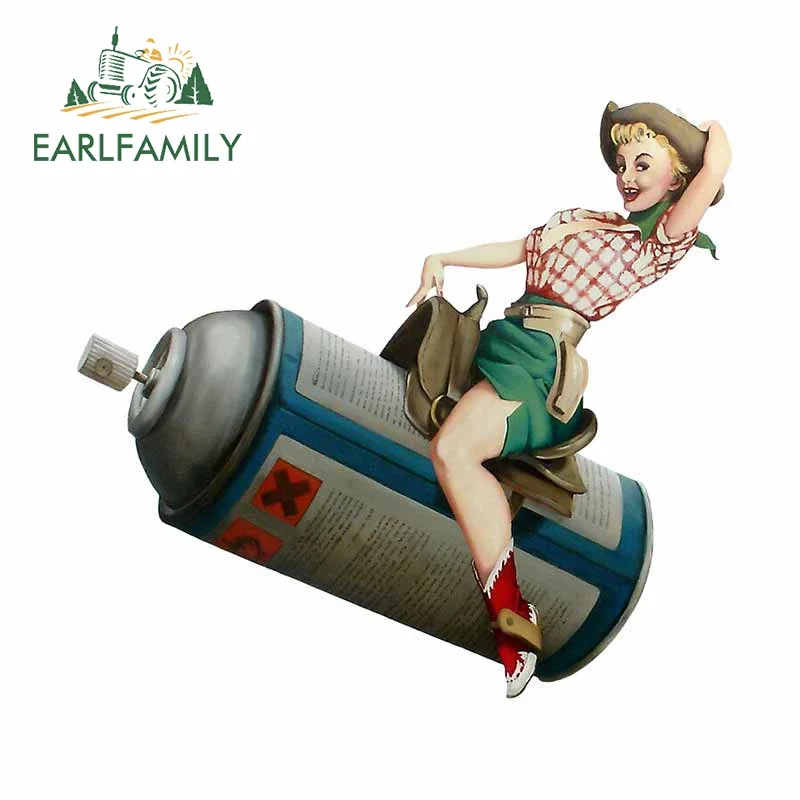 EARLFAMILY 13cm x 12.1cm for Spray Can Rider Pin Up Creative Decal Windows Car Sticker ATV ScratchProof Graffiti Car Accessories