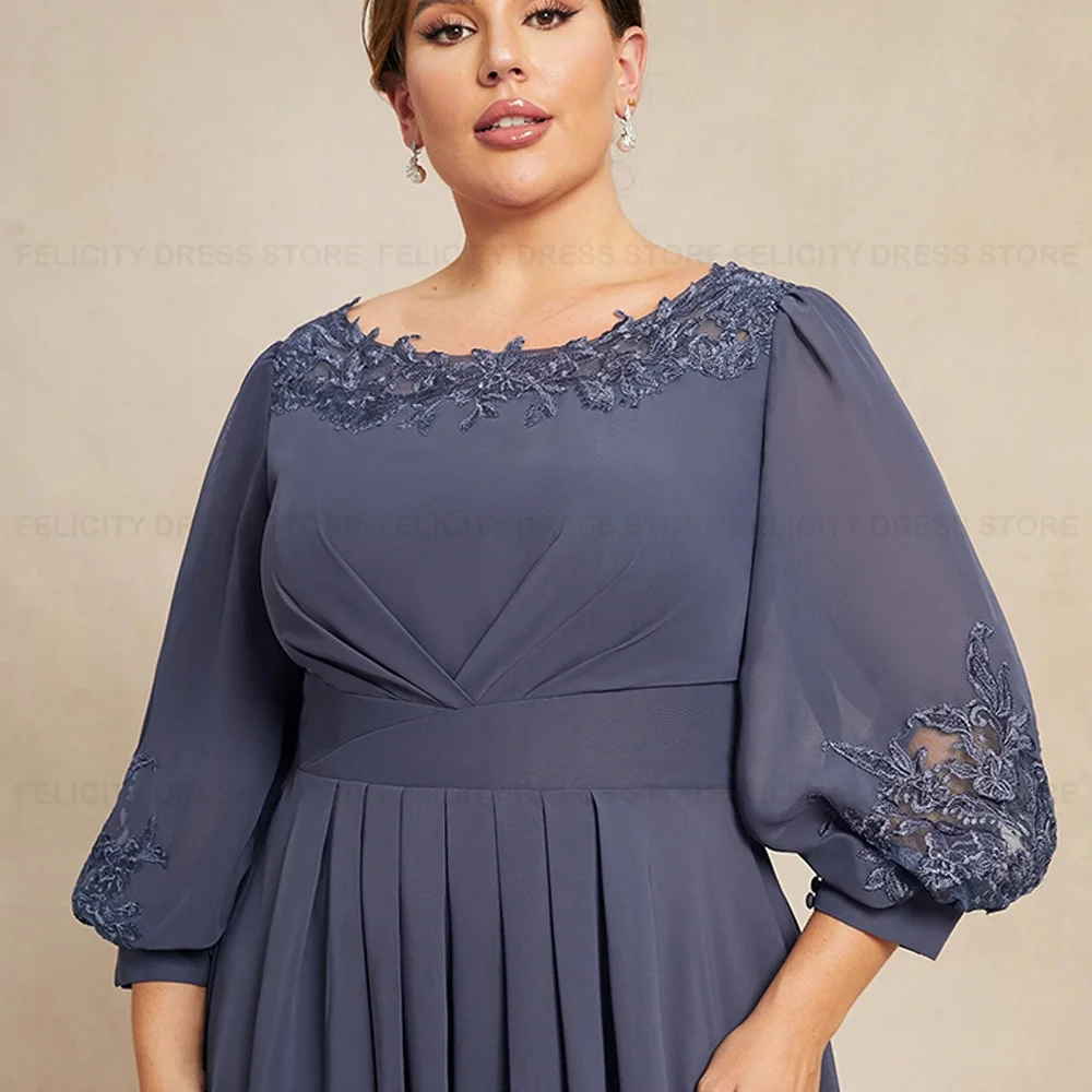 Plus Size matka panny młodej ubiera 2023 szyfonowe plisy w stylu a-line aplikacja suknia dla gościa weselnego Vestidos para Mujer Elegante