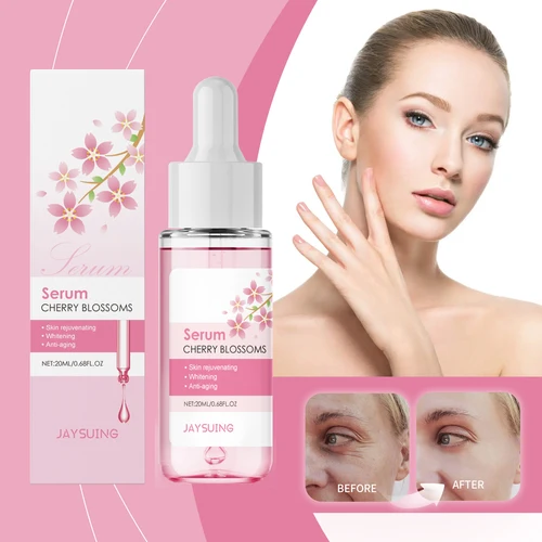 Esencia Facial de flores de cerezo hidratante antiarrugas suavizante refrescante cuidado de la piel Facial suero hidratante antienvejecimiento Sakura