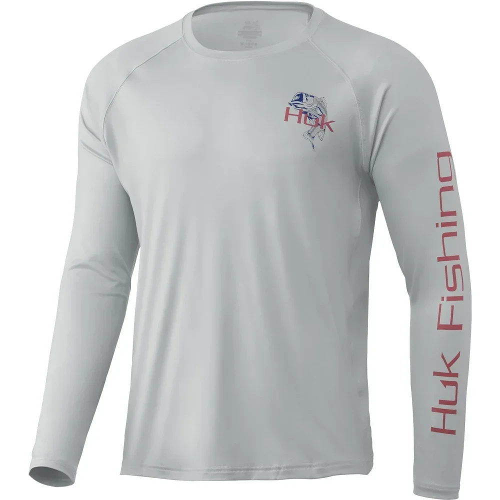 HUK Summer Long Sleeve Performance Anti UV Fishing Breathable Shirt Fishing Shirt Men's Customized Fishing T-shirt