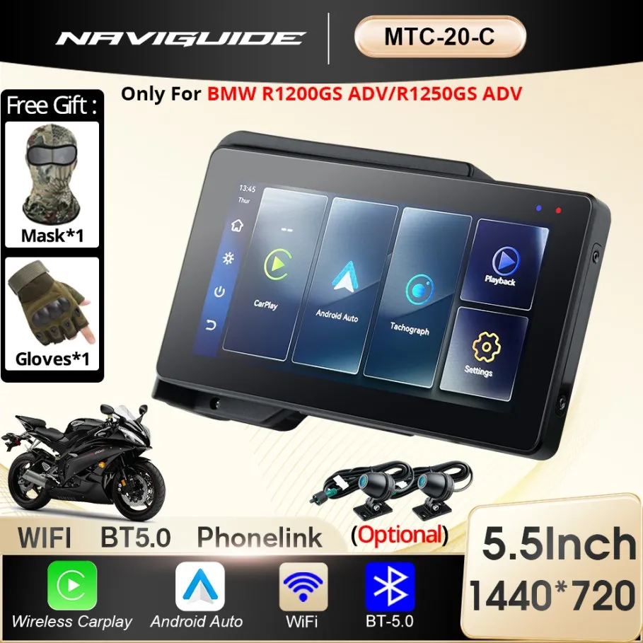 

NAVIGUIDE For BMW R1200GS R1250GS ADV Motorcycle Wireless CarPlay Android Auto Portable Digital Dashboard Smart Navi Screen