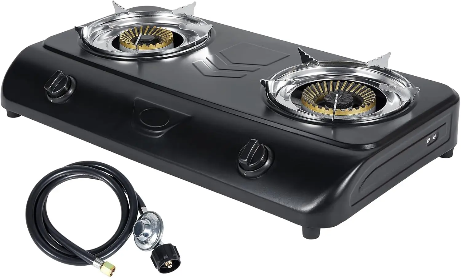 

Portable Outdoor Propane Stove - 9000/12000 BTU Dual Burners with Auto Ignition, Rust-Resistant Steel, Regulator & Hose, Perfect