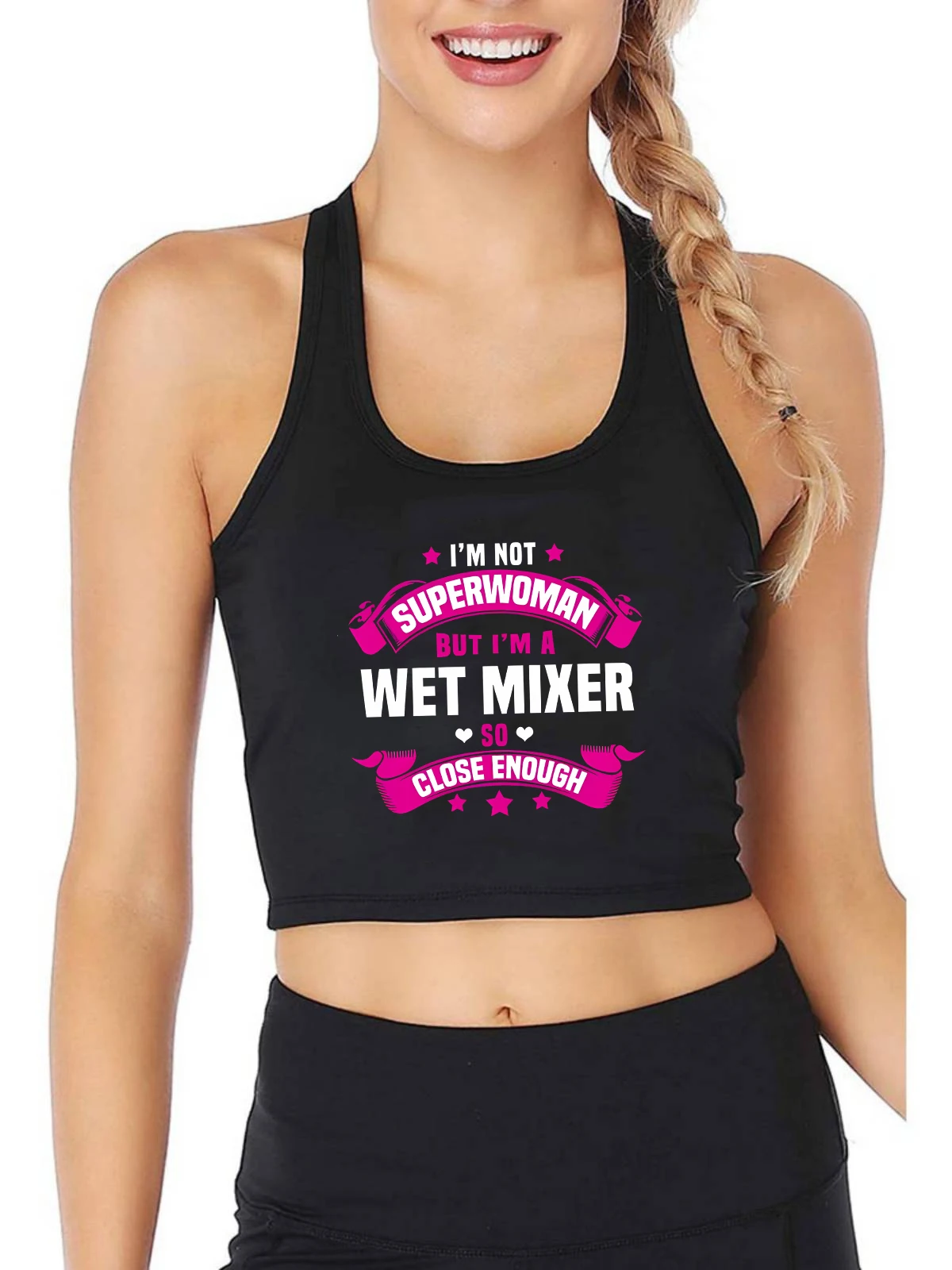 Wet Mixer Print Funny Sexy Slim Fit Crop Top Hotwife Humorous Flirtation Tank Tops Swinger Cotton Breathable Naughty Camisole