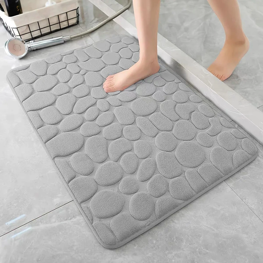 Cobblestone Embossed Bathroom Bath Mat Non-slip Carpets In Wash Basin Bathtub Side Floor Rug Shower Room Doormat Memory Pad