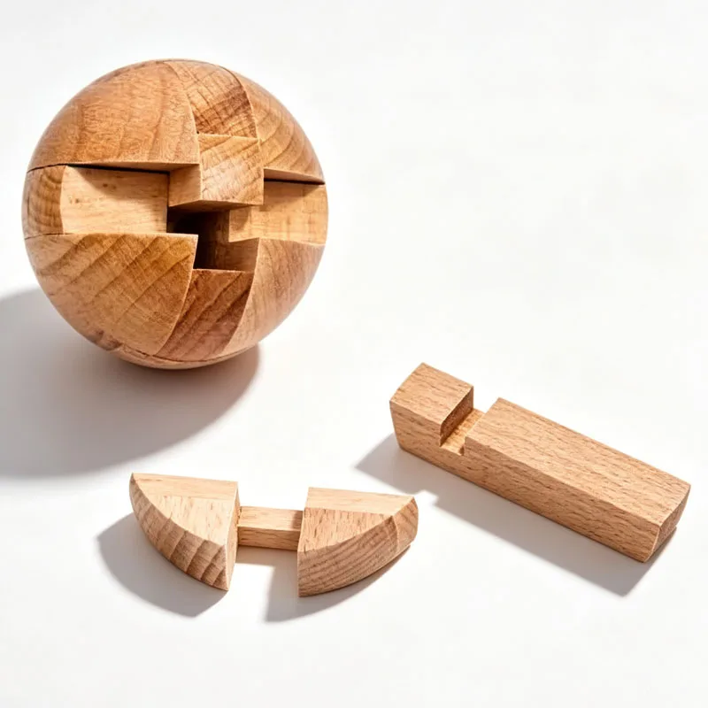 Classic Wooden Puzzle Ball Magic Brain Teasers Assembly Interlocking Toys IQ Logic Mind Challenge Games for Adults & Kids view 4