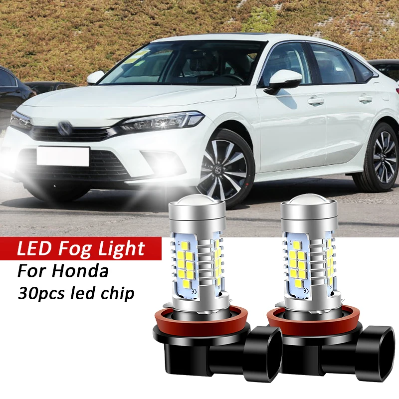 2pcs 6000k 12V Led Fog Light H11 H8 Lamps Bulbs For Honda Accord Civic Crv Odyssey Pilot Ridgeline Fit Jazz Cr-z Hr-v City