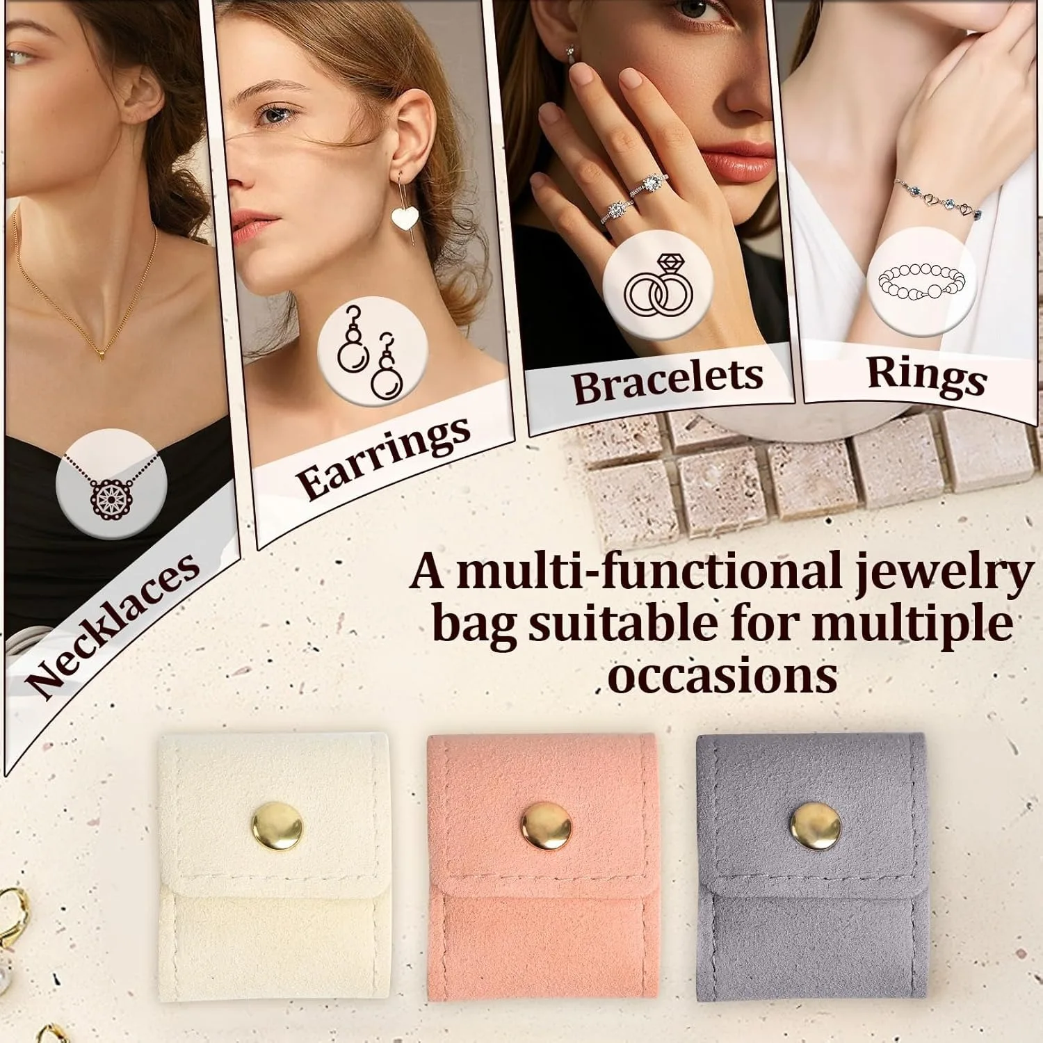 

3 шт., мини-дорожная сумка для ювелирных изделий, контейнер, складное ожерелье, кольцо, упаковочная сумка, чехол для хранения, органайзер для сережек, упаковка ювелирных изделий