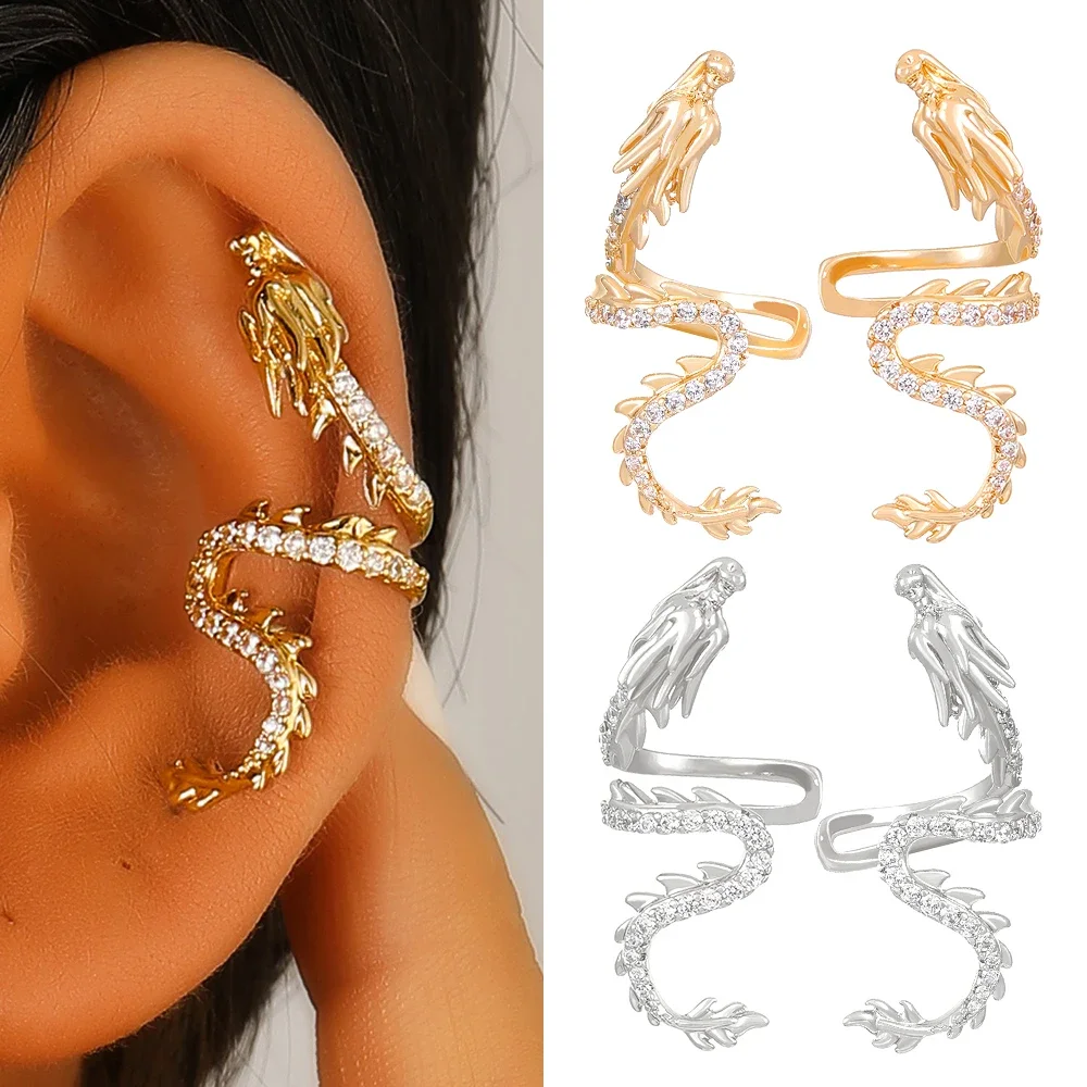 Chinese Zodiac Loong Earrings for Women Trendy Punk Vintage Dragon Animal Shaped Ear Studs Jewelry Party Gifts 2024 Cool Thing