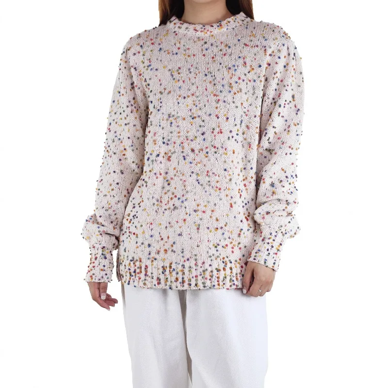 

Women's Knitted Sweater Hooked Colored Dot Round Neck Autumn and Winter Pullover Knitted Sweater