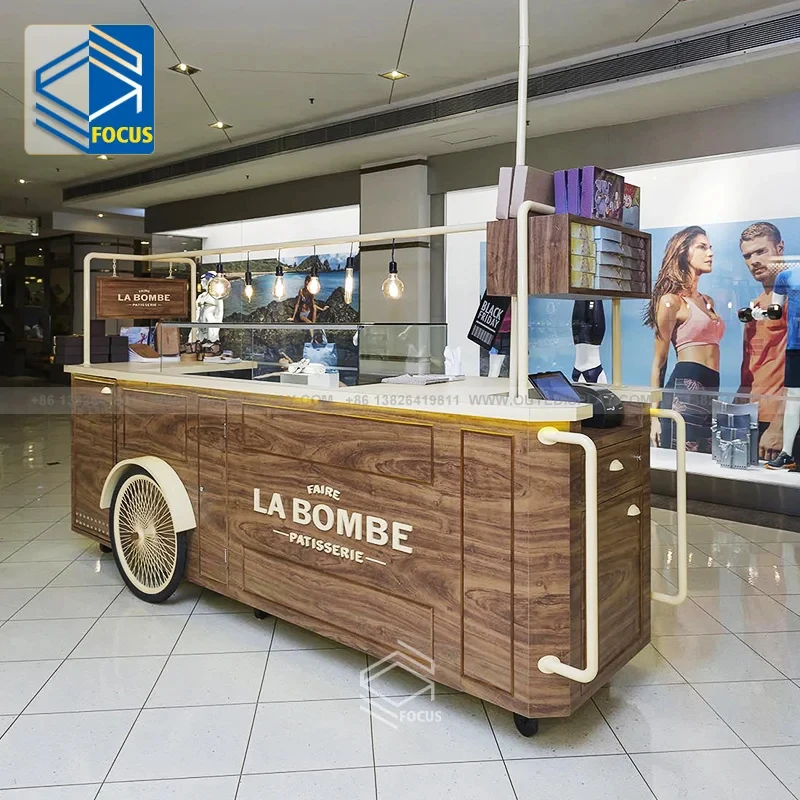 custom.Custom Mobile Food Cart Design Wooden Hut Dessert Cart Cake Display Cart