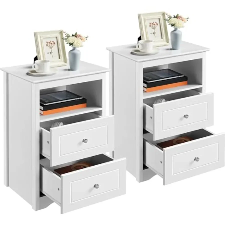 Tall Nightstands Set of 2 for Bedroom with Storage Drawers