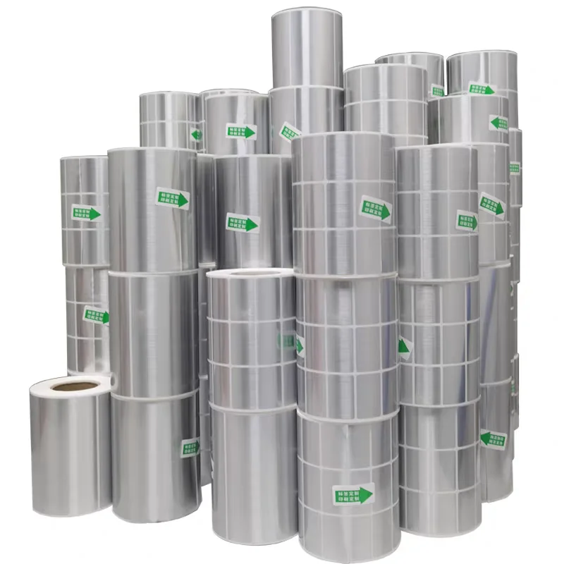 ورق ملصقات PET ذاتي اللصق من الفضة المصقولة، ملصق مكتب النقل الحراري/ورق طباعة ملصقات الباركود ذات الأصول الثابتة مقاومًا من iol #1