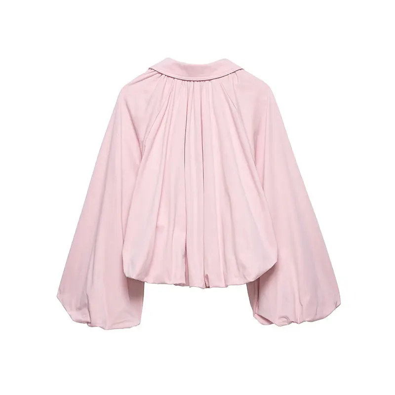 NLZGMSJ Women Bomber Jacket 2026 Spring Ball Sleeve Folds Zipper Loose Coat Female Casual Oversize Top Y2K