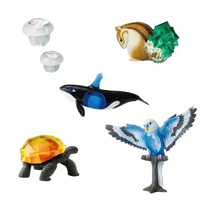STASTO Animal × Gemstone 3rd Series Gachapon Capsule Toy Simulation Animal Orca Tortoise Squirrel Parrot Model Figurine Ornament view 2
