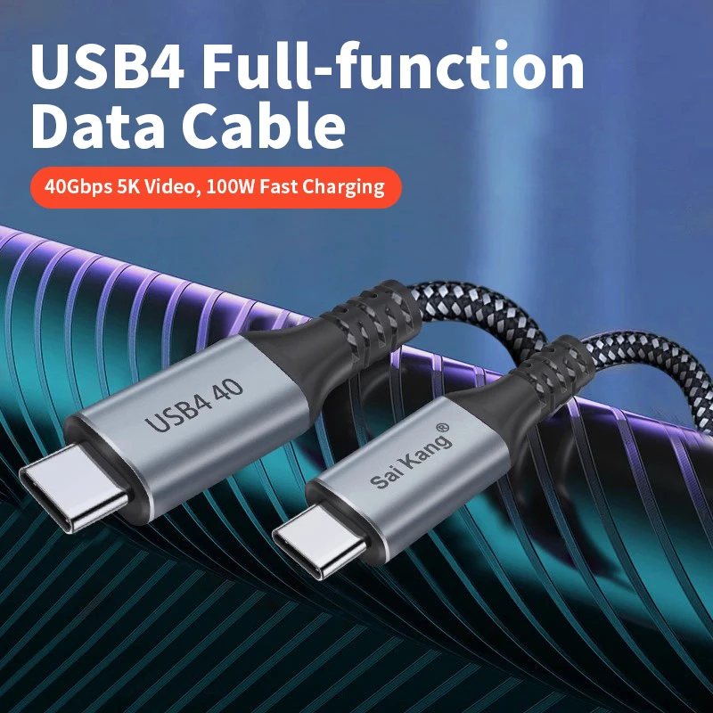 كابل بيانات PD 100 وات USB4.0 40 جيجابت في الثانية من النوع C إلى C كابل شحن سريع 5K @ 60 هرتز لوحدة التحكم في الألعاب PS5 والهاتف اللوحي MacBook Pro #2
