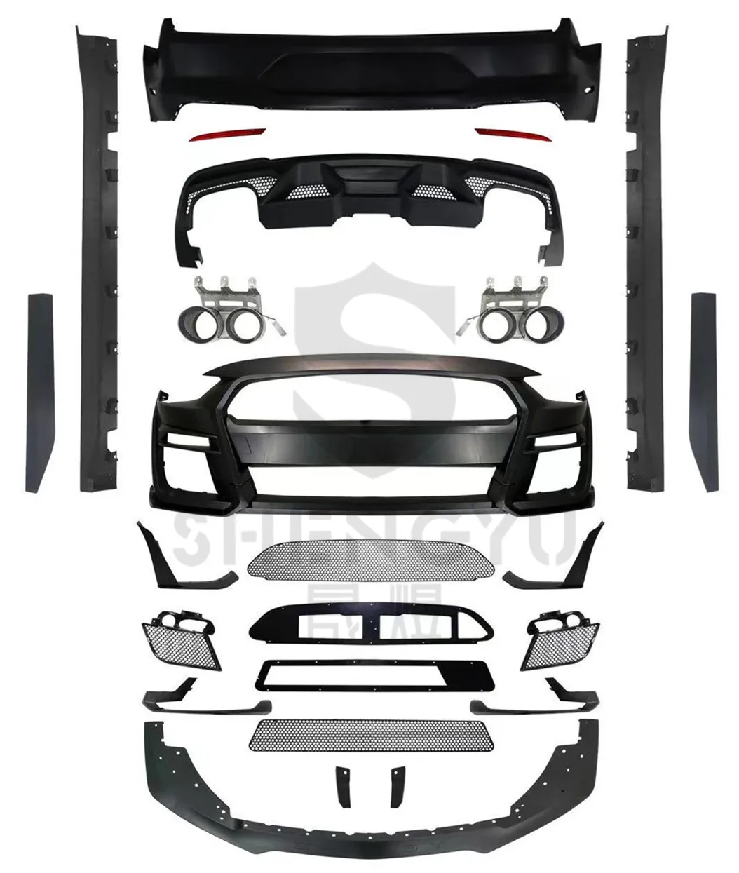 

Factory Hot Selling Auto Part for FOR-D Mustang 15-17 Upgrade to GT500 Shelby Model Include Car Bumper Side Skirt Rear Lip Exhau