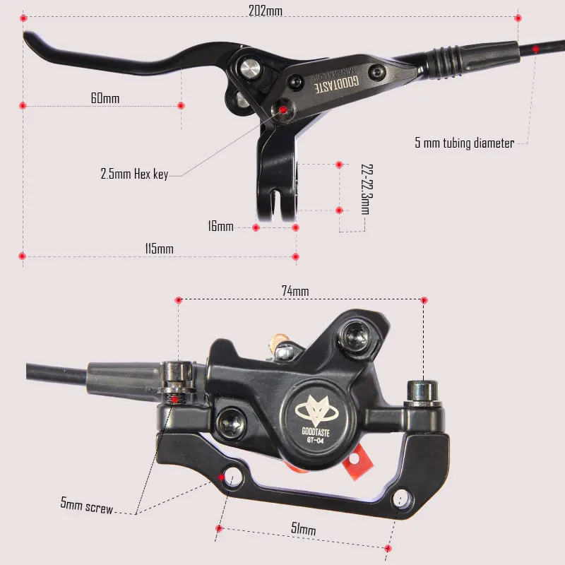 GT04 Oil Hydraulic Brakes For Bikes Mtb Bicycle Disc Clamp Mountain Pads New Model Bike Accessories Real M315 Zoom Tekro Folding