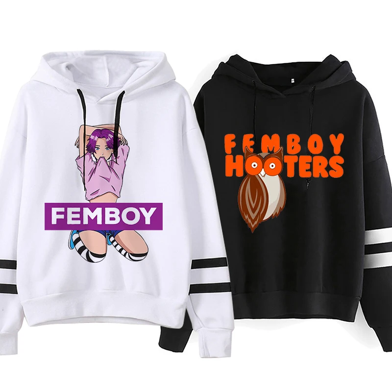 Fashion Femboy Hooters Sweatshirt Women Men Funny Y2k Hoodies Femboys Harajuku Hooded 2000s Vintage Hip Hop Pullovers Streetwear