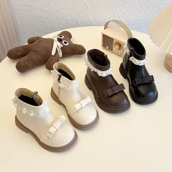 New Girls Boots Sweet Elegant Kids Princess Fashion Boots Chic Versatile Children Causal Lace Ankle Boots Spring Autumn Causal