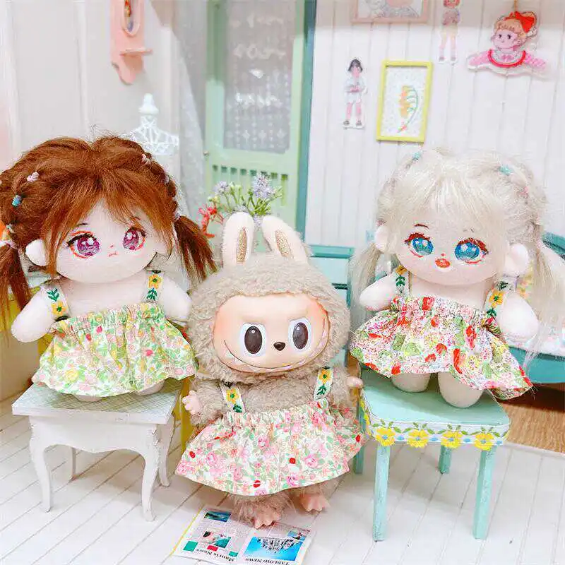 Kawaii Mini Idol Doll Clothes, Cute Flower Skirt, Soft Stuffed Cotton, Naked Doll, No Repeat, Plush with Skeleton, Gifts, 10cm