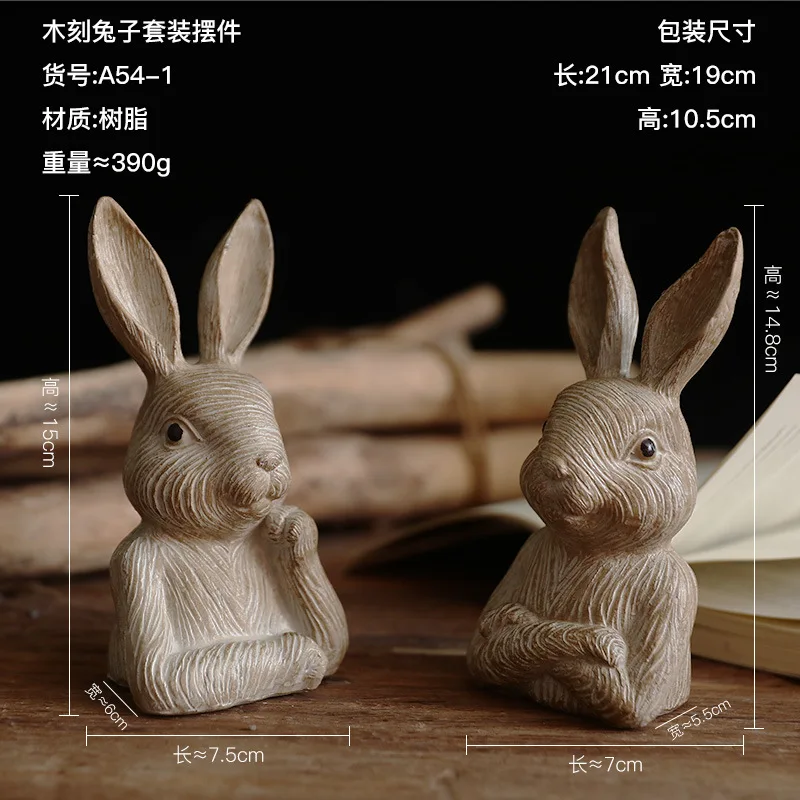 Wind resin rabbit decorative ornaments, tabletop furnishings, holiday gifts