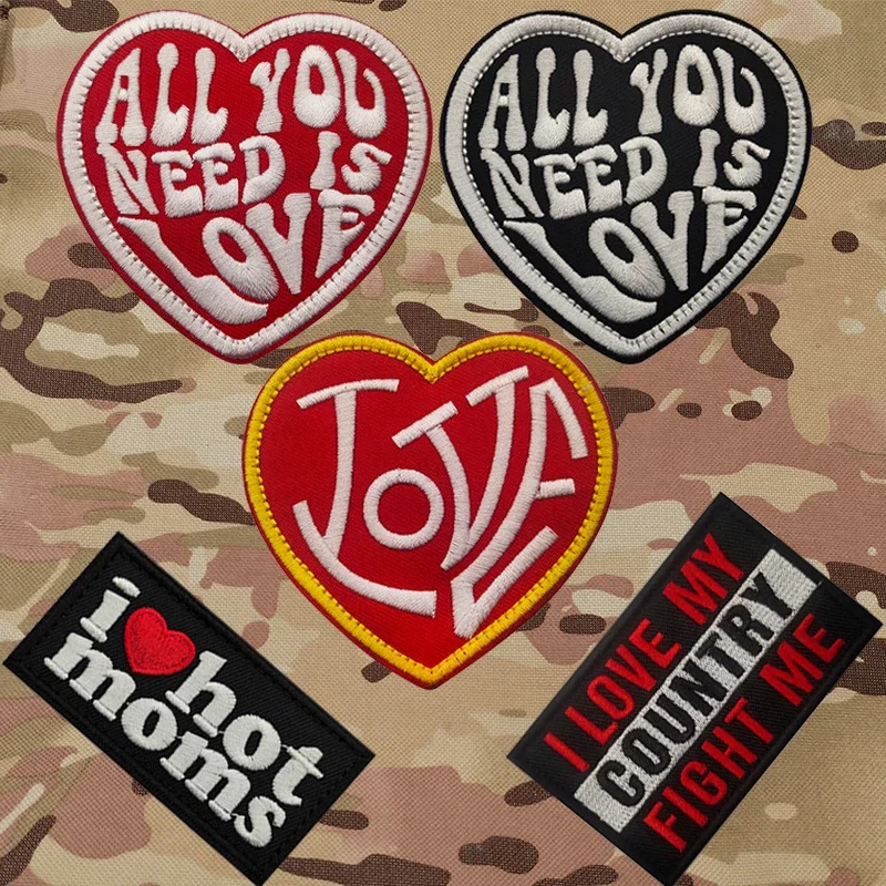 I Love My Country Fight Me Embroidery  Patch Love Hot Moms Red  Tactical Patch For Military Shoulder Bag Hat Sew-on  With Hook A