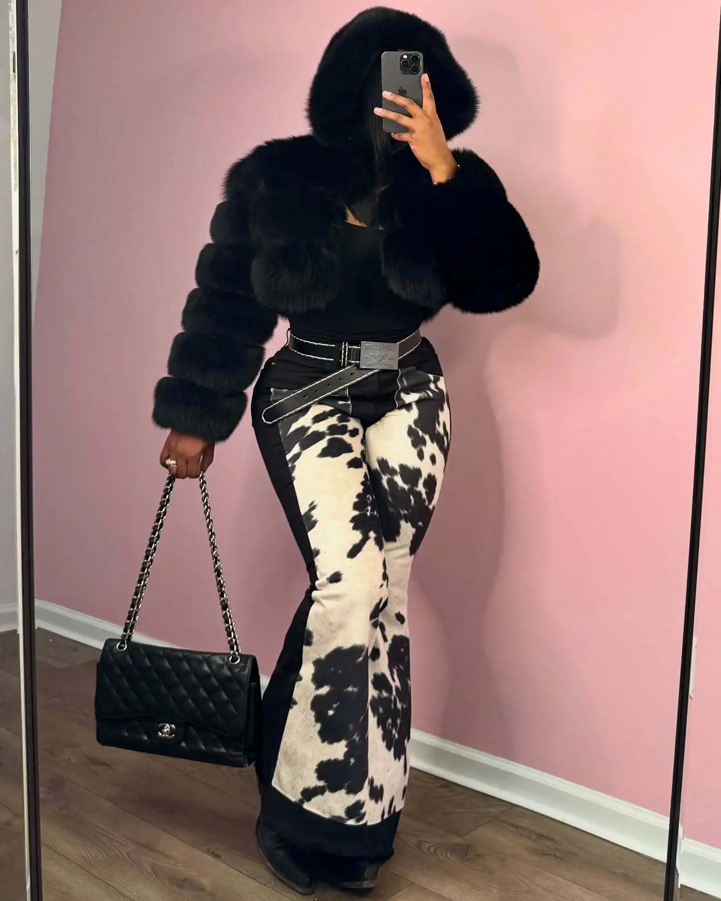 New Europe Printed Denim Pants Spot Hot Selling Fashion Stretch Small Flare Pants 2026
