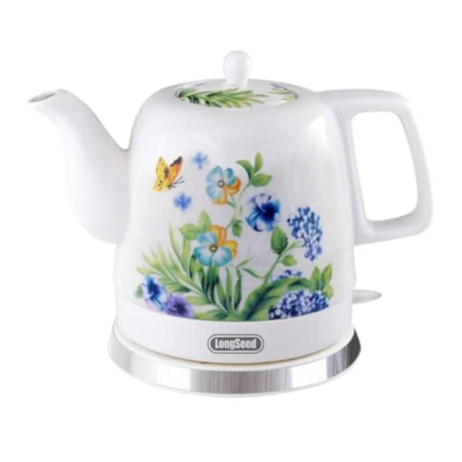 

Ceramic Electric Kettle 1.2L 1000W Quick Boil Water for Coffee Tea with Boil-Dry Protection Auto Shut Off Detachable Swivel Bas