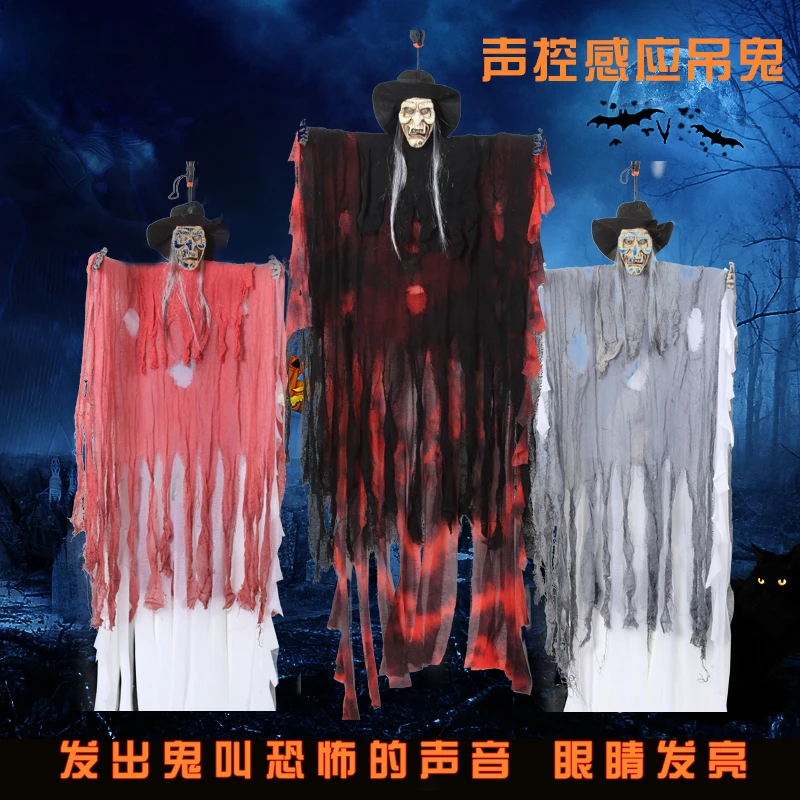 Halloween Ghost Festival Voice Control Induction Large Horror Hanging Ghost Fangya Ghost Bar Haunted House Props