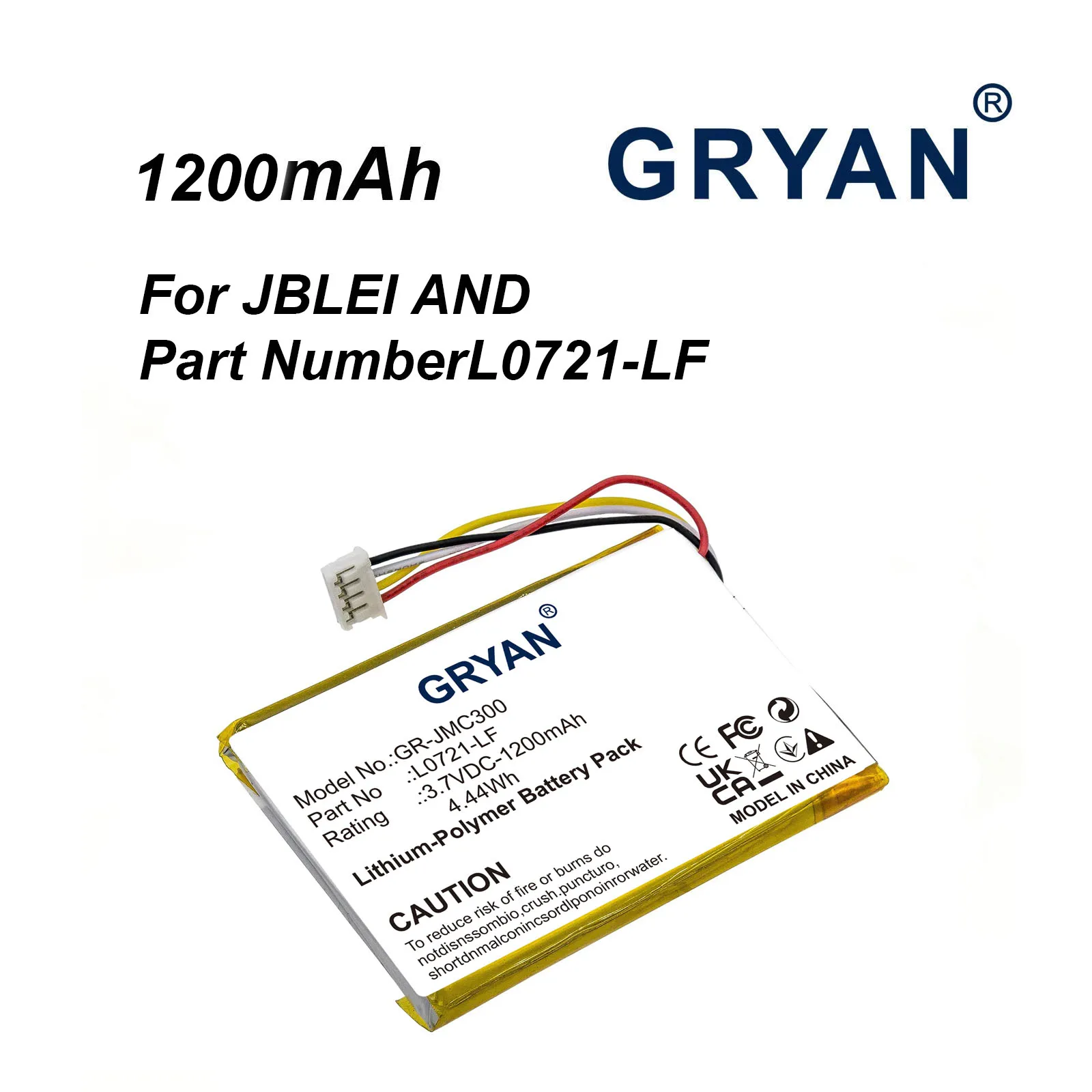 GRYAN 1200mAh Speaker Battery L0721-LF for JBL Clip 3, Clip 3AN, Clip 3S