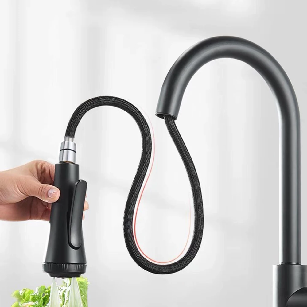 Universal G1/2 M10/M15 Kitchen Faucet Hose Pull Out Nylon Braided Flexible Hose 80cm-150cm Black Gun Gray Plumbing Spinning Tube