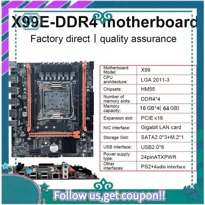 A75Q-X99E Motherboard Dual Channel Supports 4XDDR4 RECC RAM PCIE X16 Nvme Gigabit LAN Card Computer Desktop Motherboard