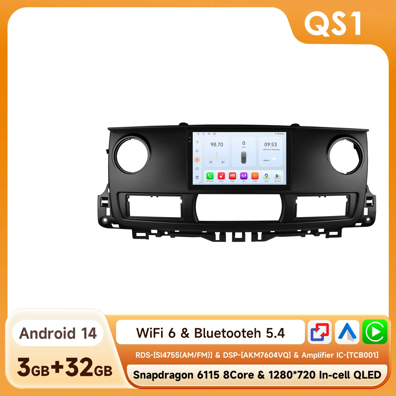 OSSURET Schnelle Lieferung 10,1 Zoll 2-Din-Headunit Android 15 Autoradio für RENAULT MASTER 2003-2011 mit Qualcomm Snapdragon 6115 Octa-Core, GPS-Navigation, Bluetooth, SWC, Wireless Carplay, Android