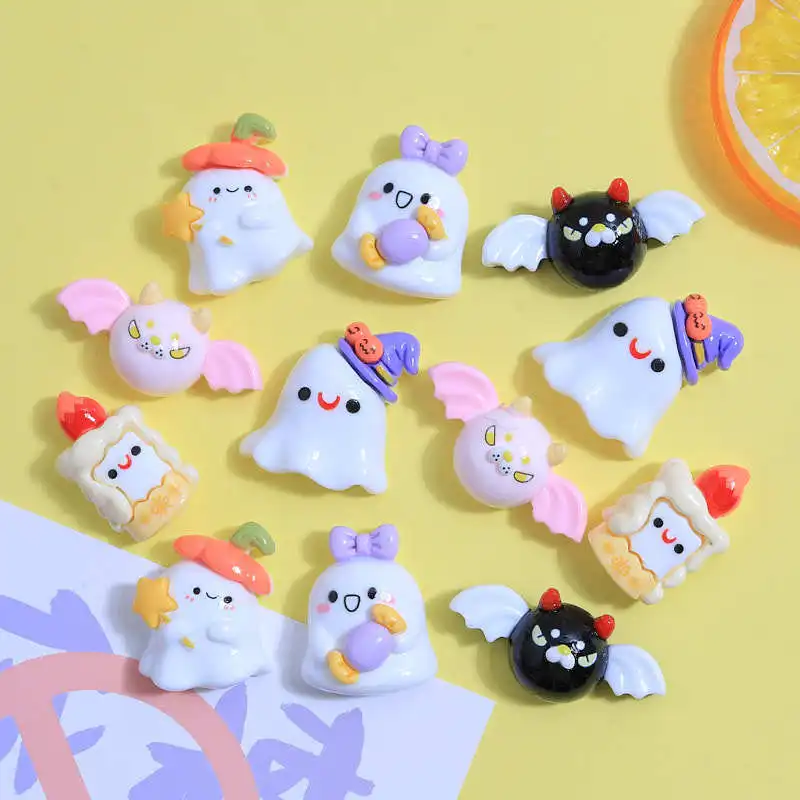 100pcs Kawaii Elf Candle Halloween Resin Cabochon Decoration Crafts Flatback For Scrapbooking DIY Decoration Accessories