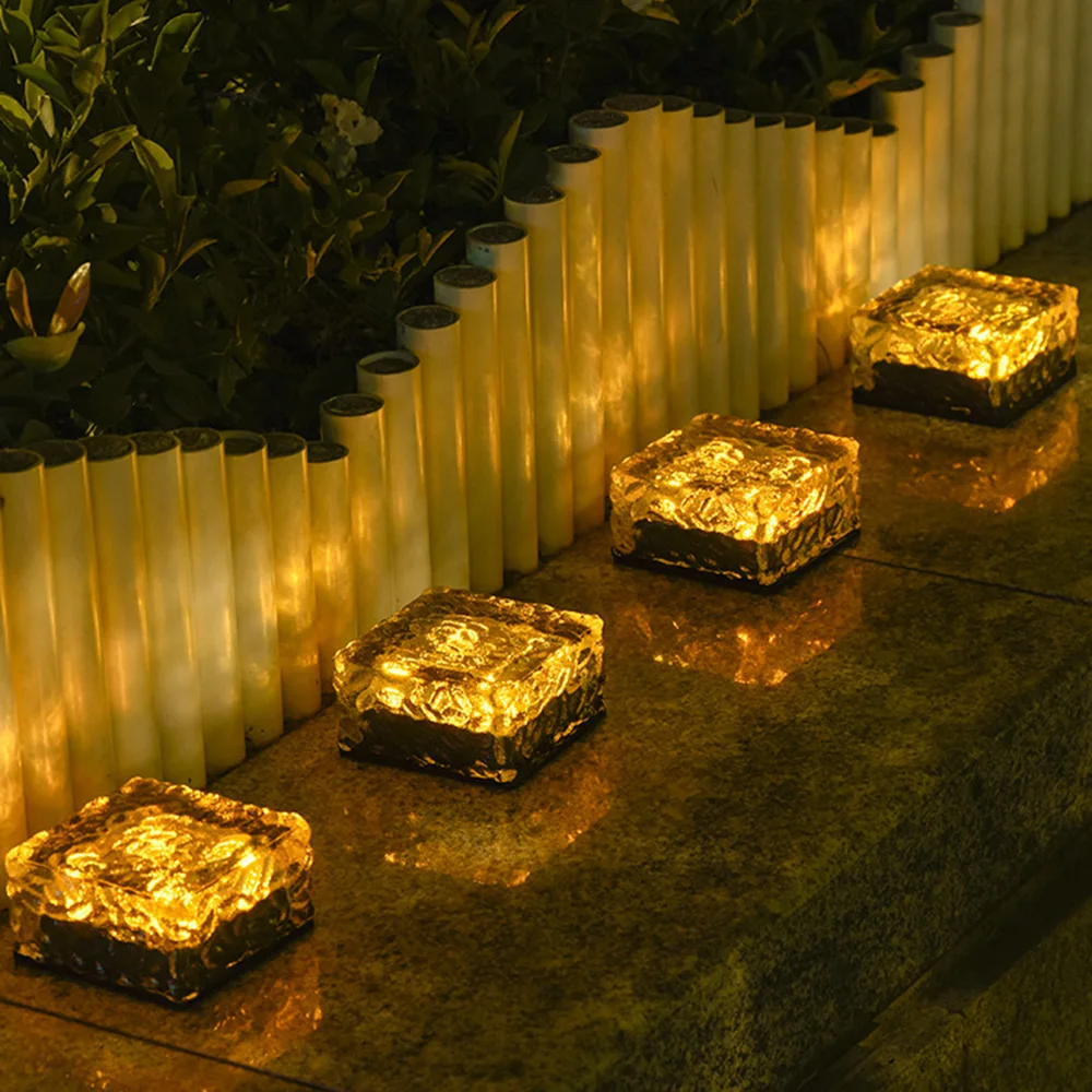 Solar LED Ice Cube Brick Lights, Iluminação impermeável da paisagem, Lâmpada enterrada para o pátio, Decoração do jardim, Luzes ao ar livre