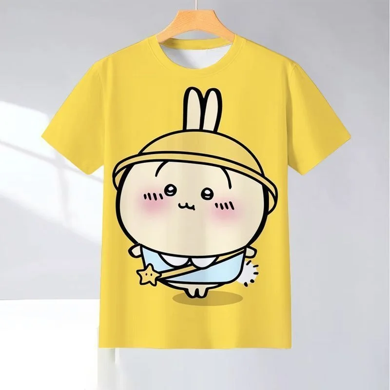 Chiikawa Is All Here! Adult Couple Soft Cute Cartoon 3D Print T-shirts Sports Leisure Breathable Short Sleeves FamilyMatching