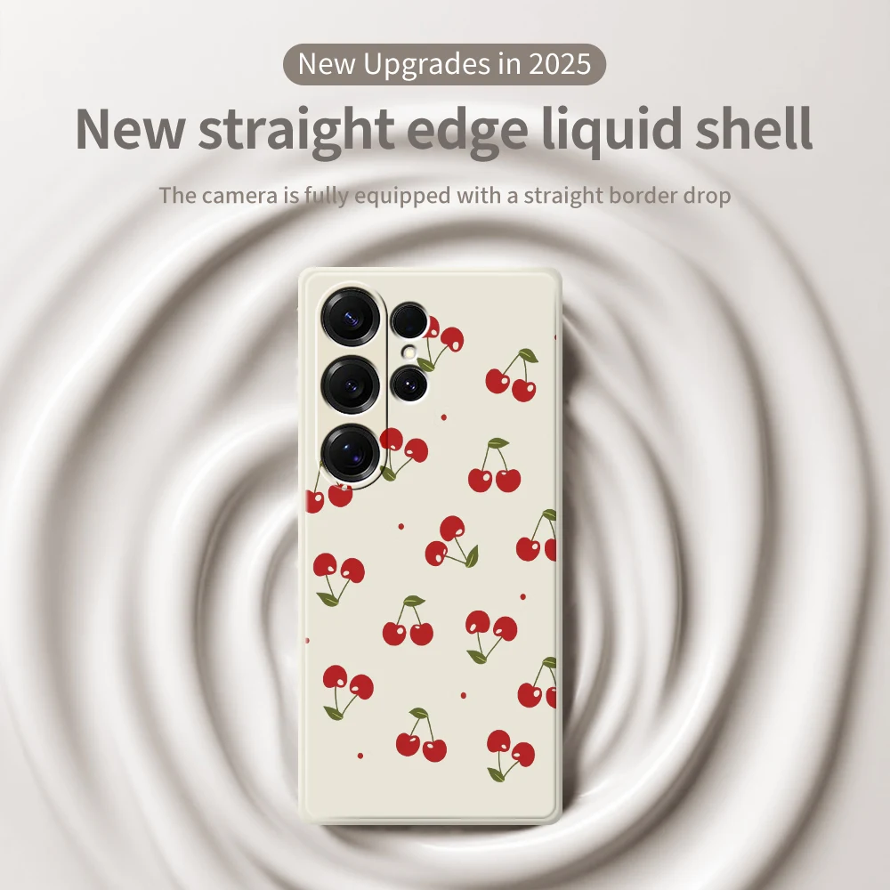 Чехол для телефона с принтом вишни для Samsung Galaxy S25 S24 S23 S22 S21 S20 Ultra Plus S10 Plus S24FE S23FE S22FE S21FE S20FE Soft Cover