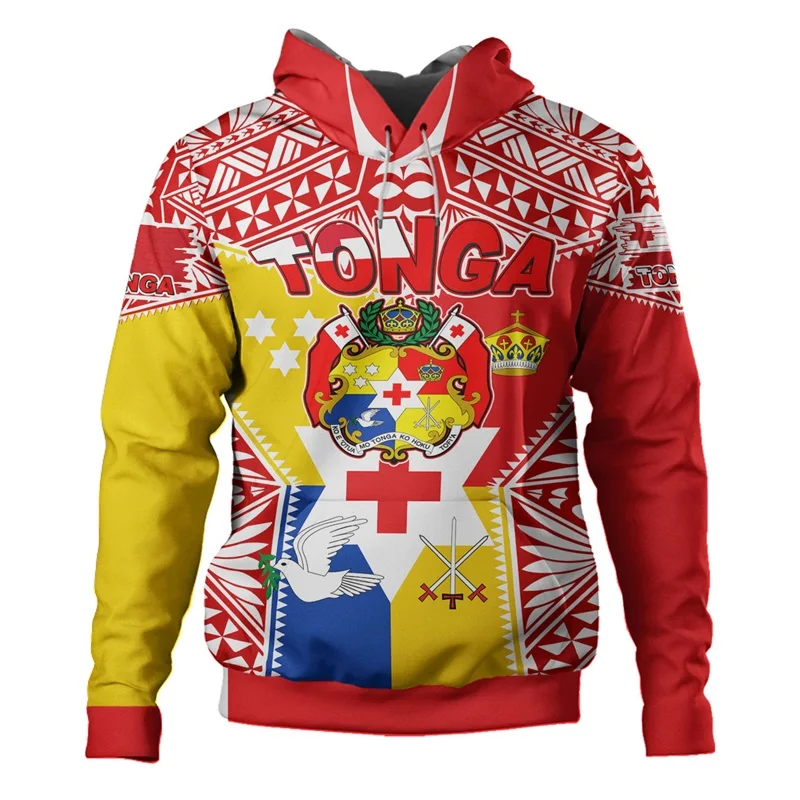 3D Print Tonga Flag Polynesian Tattoo Hoodie For Men Women Tonga National Coat Of Arms Pullover Sweatshirts Clothes Sportsuit