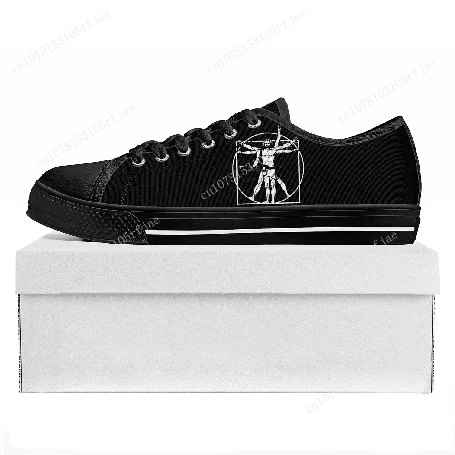 Vitruvian Man Guitar Low Top Leonardo da Vinci Sneakers Mens Womens Teenager High Quality Canvas Custom Shoe Casual Couple Shoes