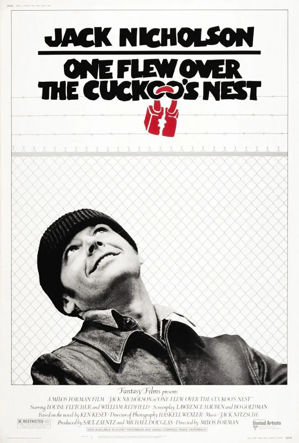 Hot Rare movie One Flew Over the Cuckoo's Nest 1975 Art SILK POSTER Wall Art Home Decorative painting